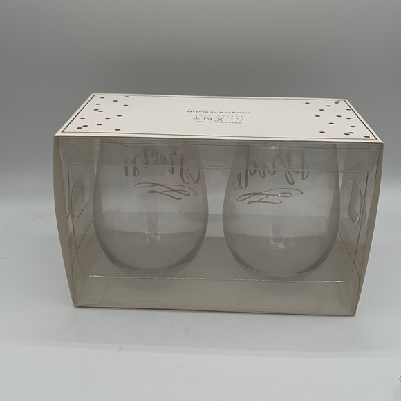 Set of Bride and Groom Stemless Wine Glasses - Picture 2 of 6